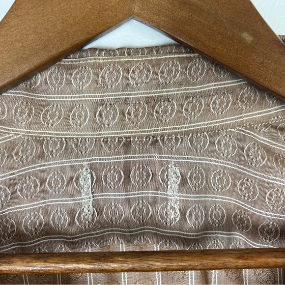 Vintage Men’s Brown Patterned Short Sleeve Button Down 70s Dagger Collar Small - Picture 8 of 10